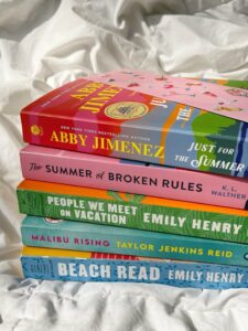 summer book stack